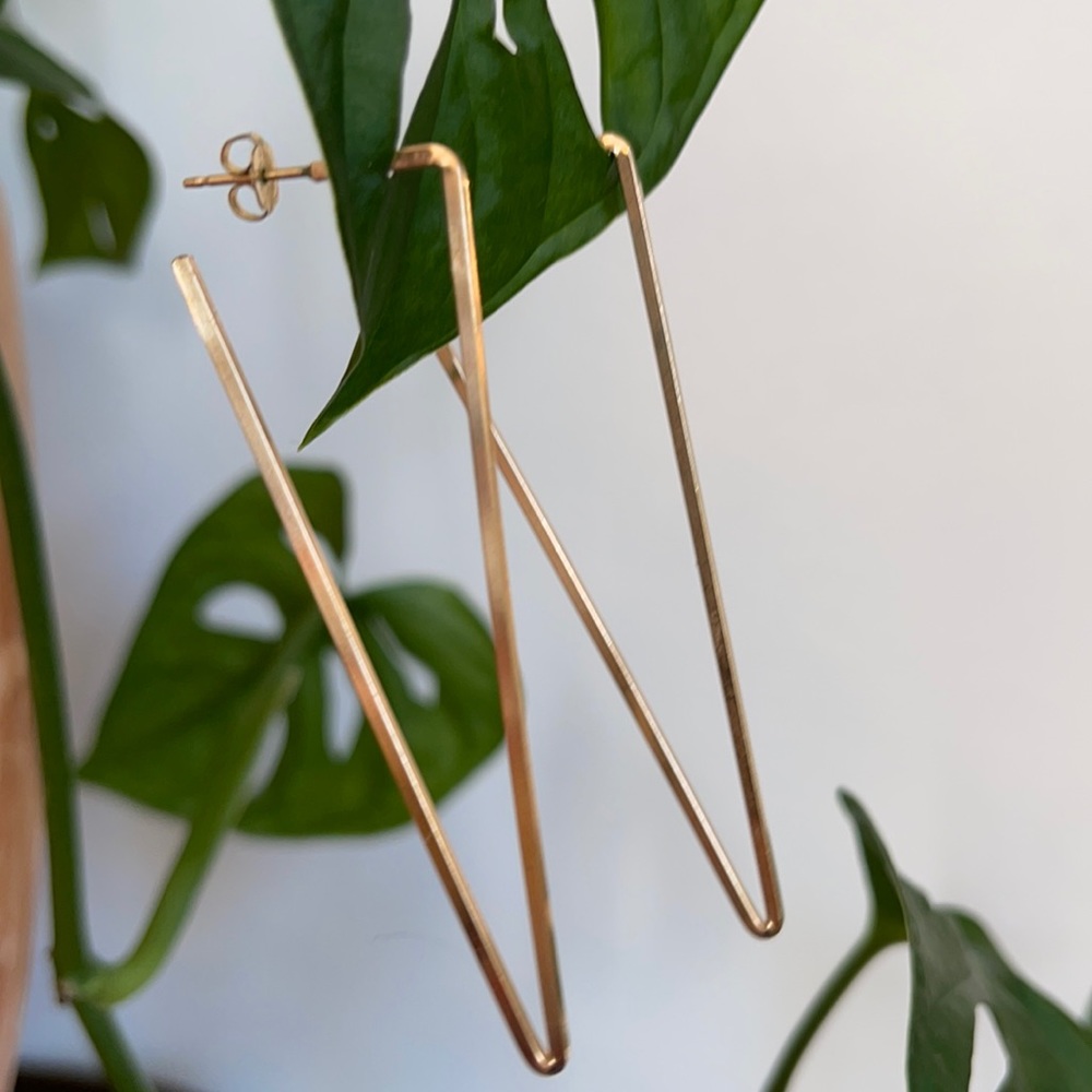 Gold Fill Triangle Hoop Earrings - Picture 1 of 5
